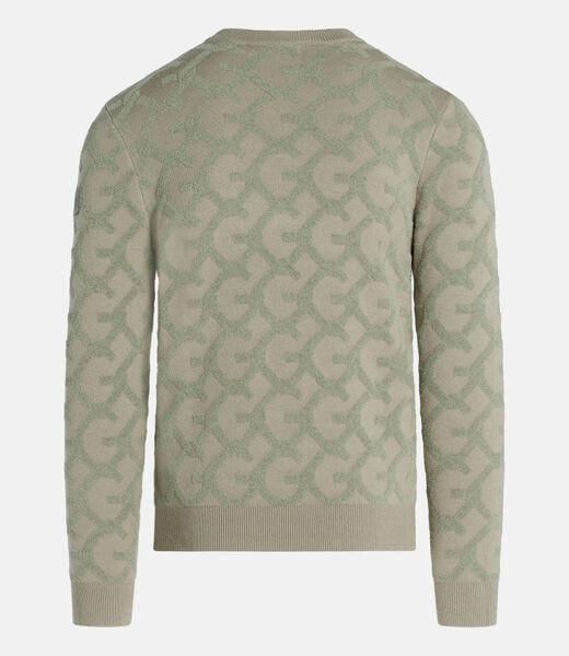 Embossed jacquard logo sweater