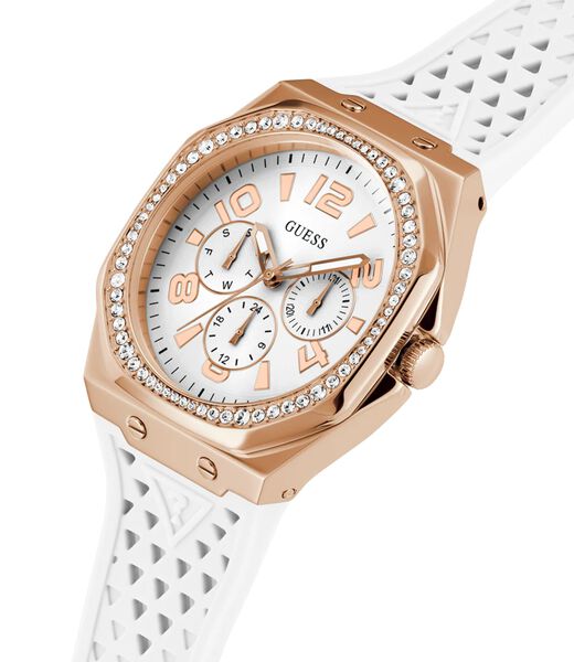 ساعة كوارتز بيضاء تناظرية من السيليكون