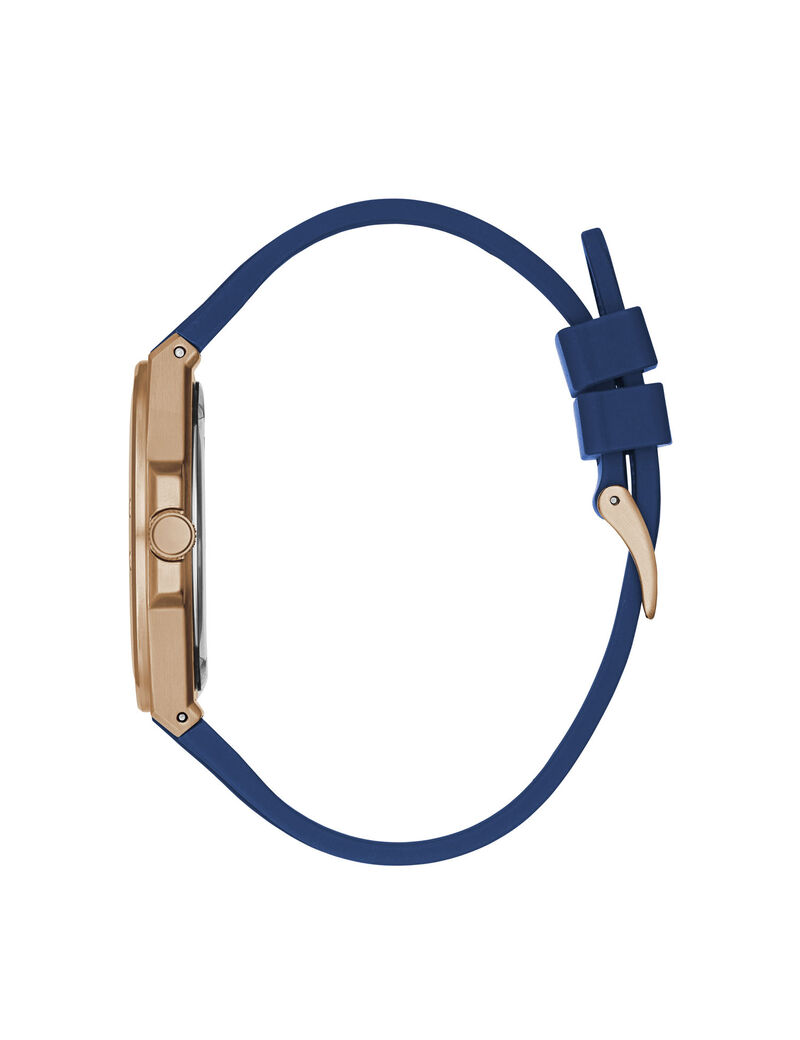 ساعة يد تناظرية باللونين الأزرق والذهبي