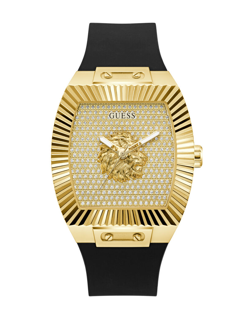Mens Yellow Gold Tone Rectangle Analog Watch