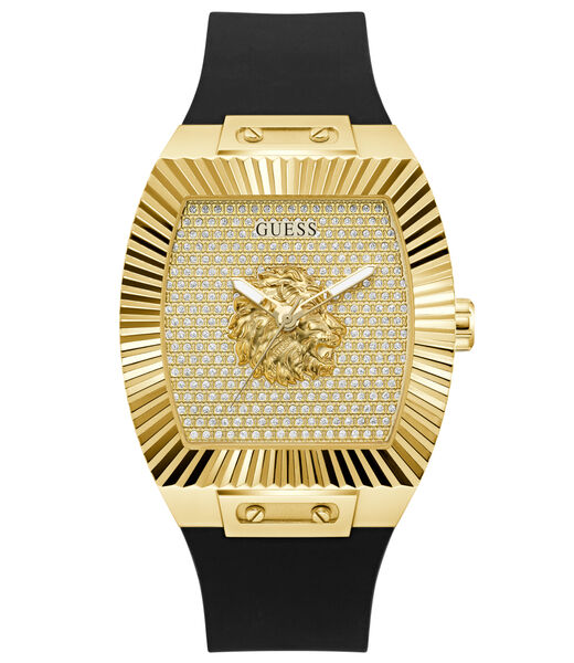 Mens Yellow Gold Tone Rectangle Analog Watch