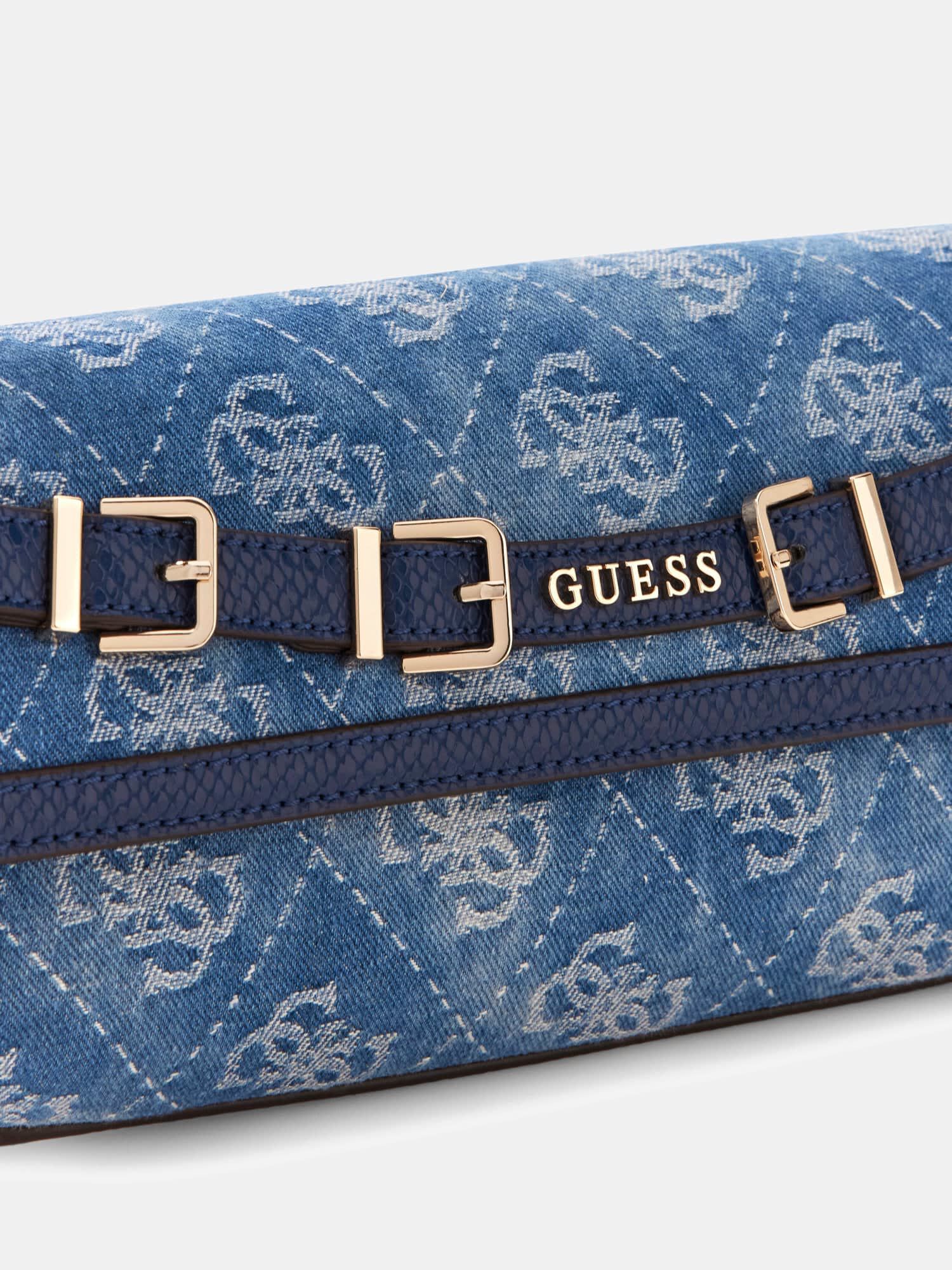 Shop GUESS Dovie Denim Shoulder Bag, Blue | GUESS UAE