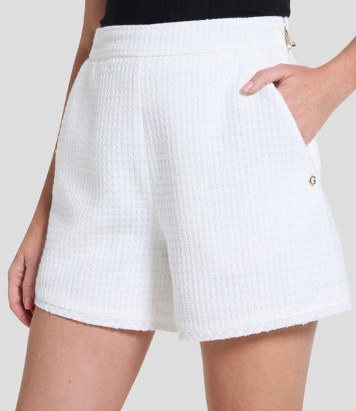 Eulalie tweed mix denim shorts