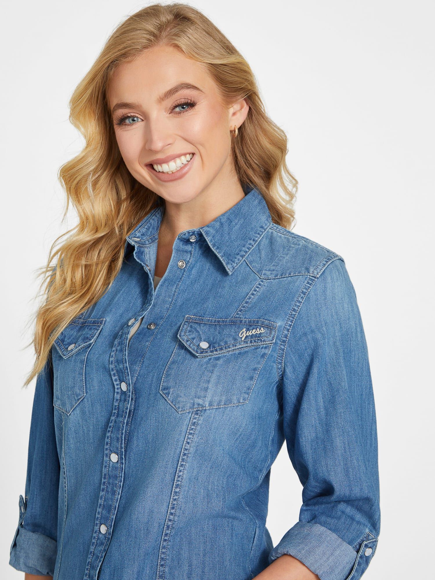 Guess denim shirt womens discount