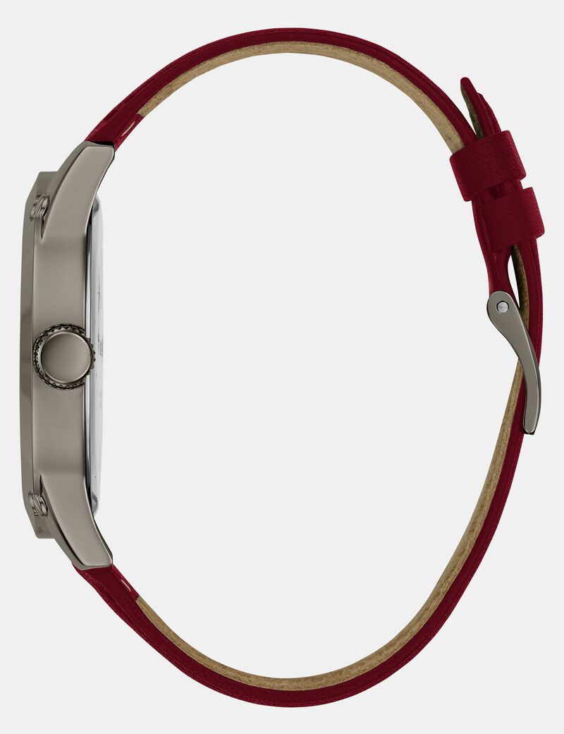 Suede leather analogue watch