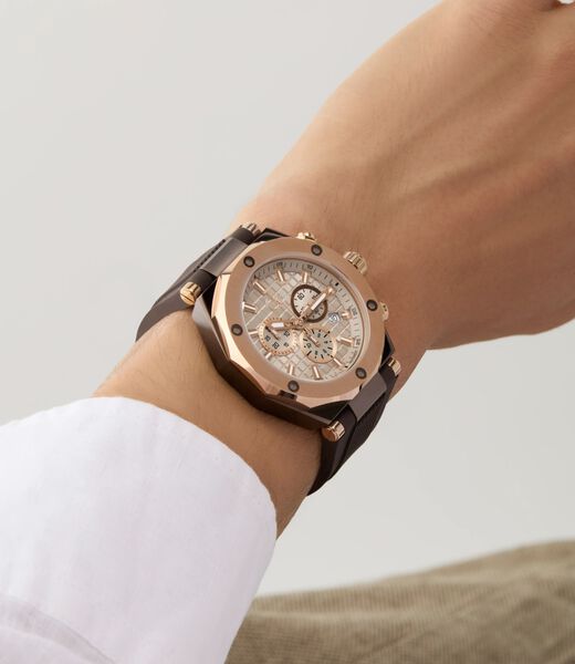 Gc Sportchic Men S 5030 D Mvmt Beige Dail 10 Amt Brown Silicone Strap