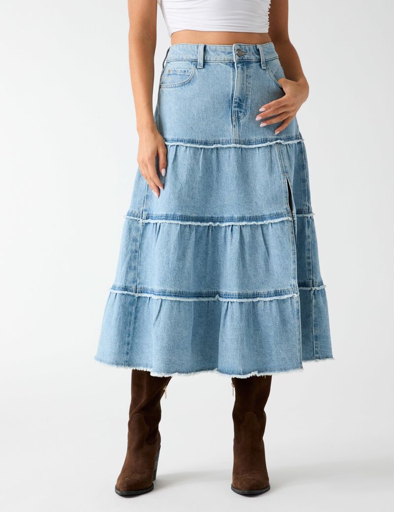 جيس rori denim midi skirt