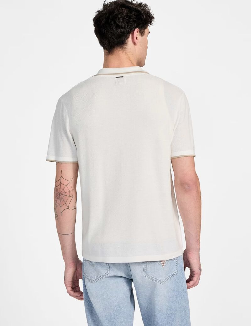 Button-front polo sweater