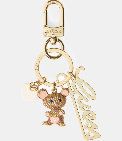 guess logo script teddy keychain