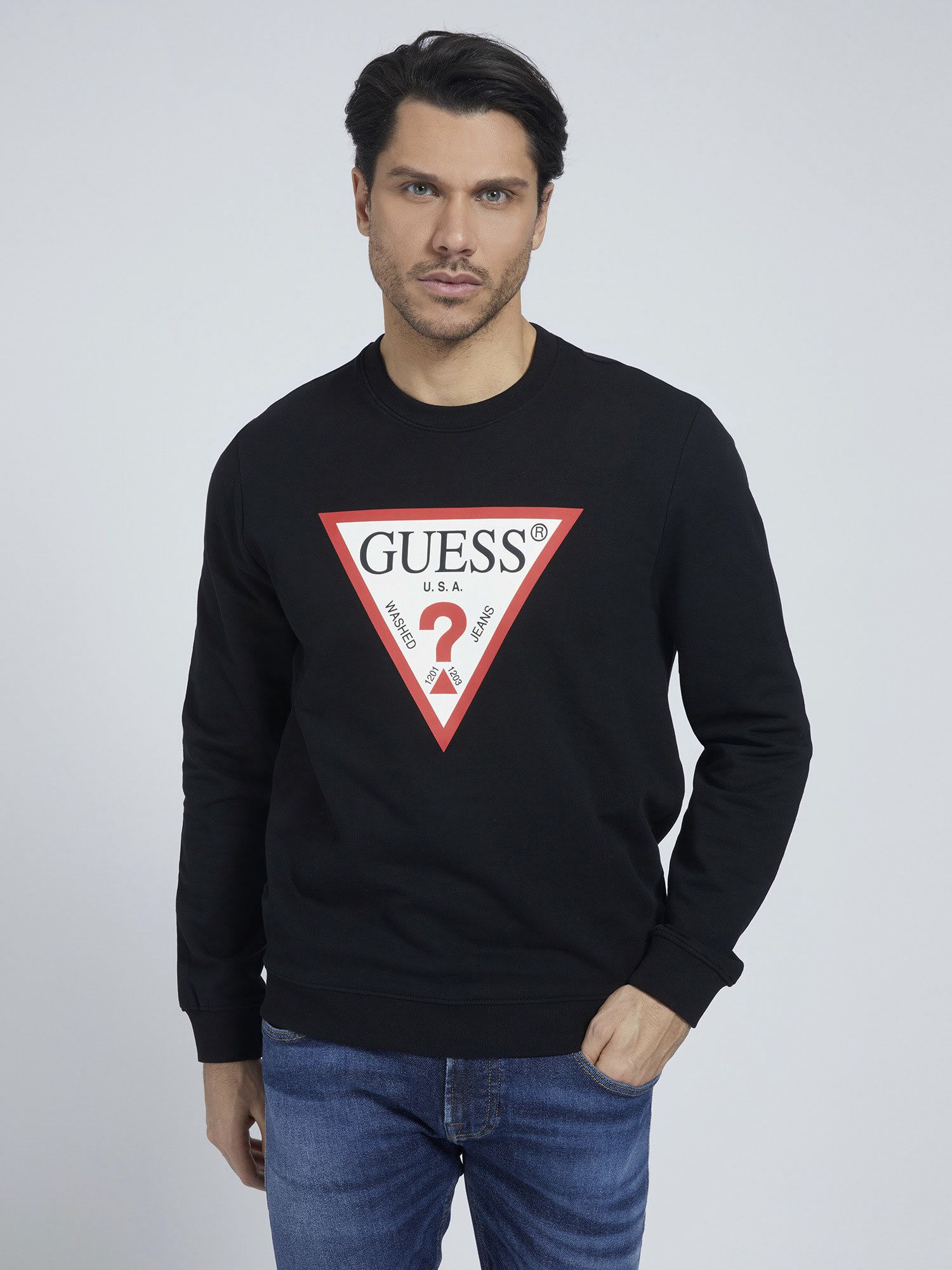 Shop GUESS Online Triangle Logo Sweatshirt