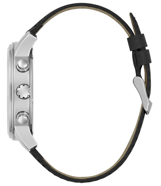 Black Quartz Analog Genuine Leather Watch