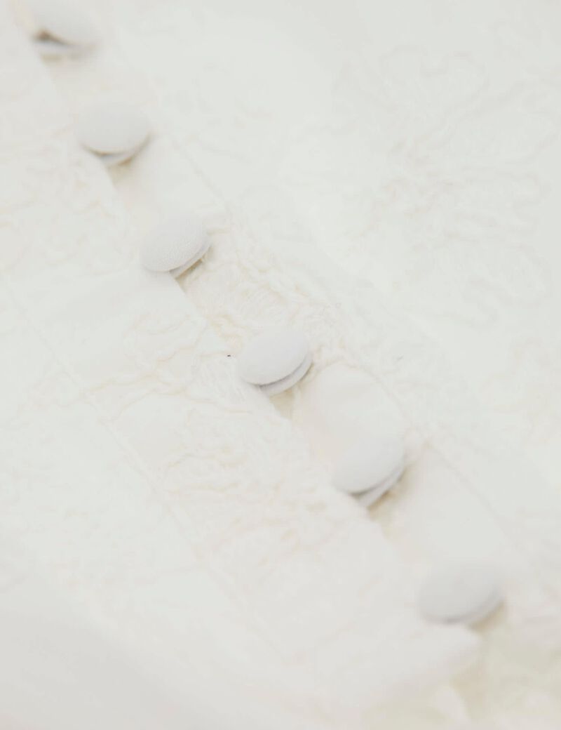 Embroidered tie-front blouse