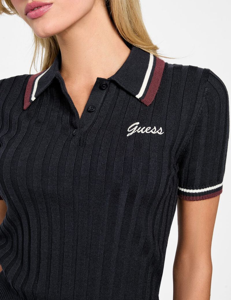 Wool-blend polo sweater