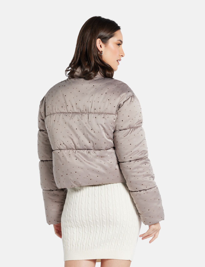 Rhinestone puffer jacket