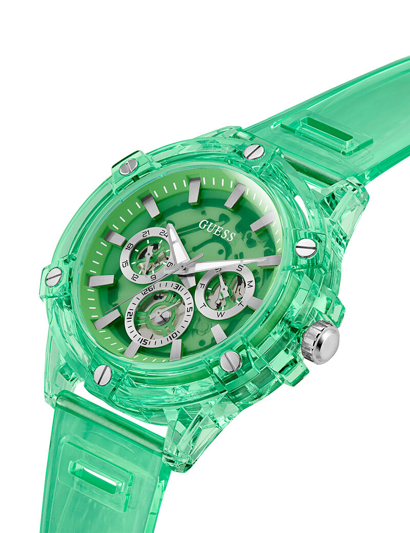 guess mens eco friendly green multi function watch