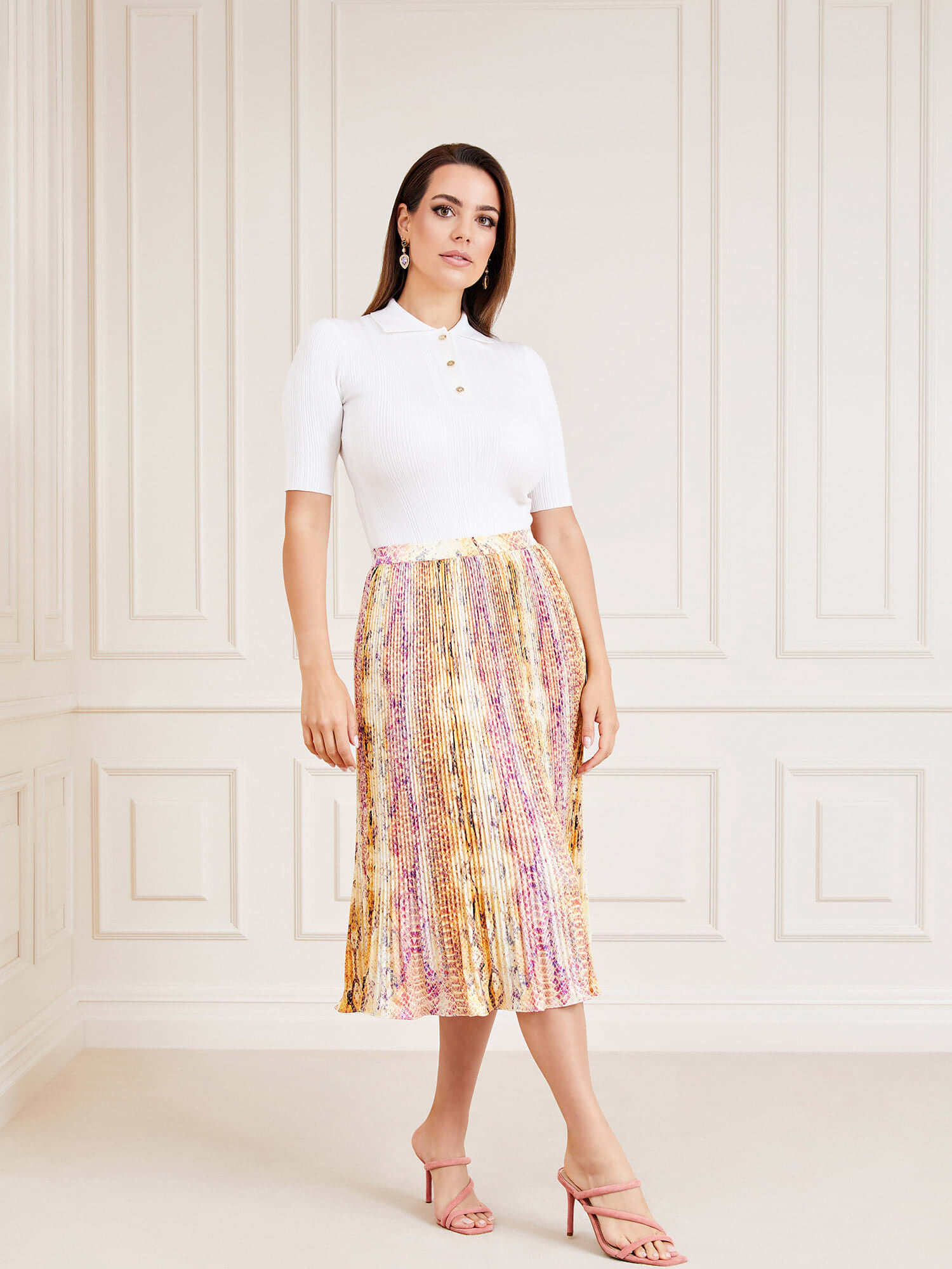 Guess gold store pleated skirt