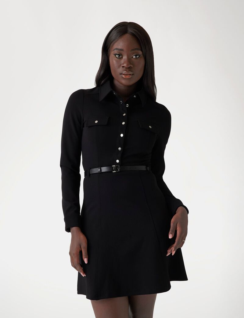 Flared mini shirt dress