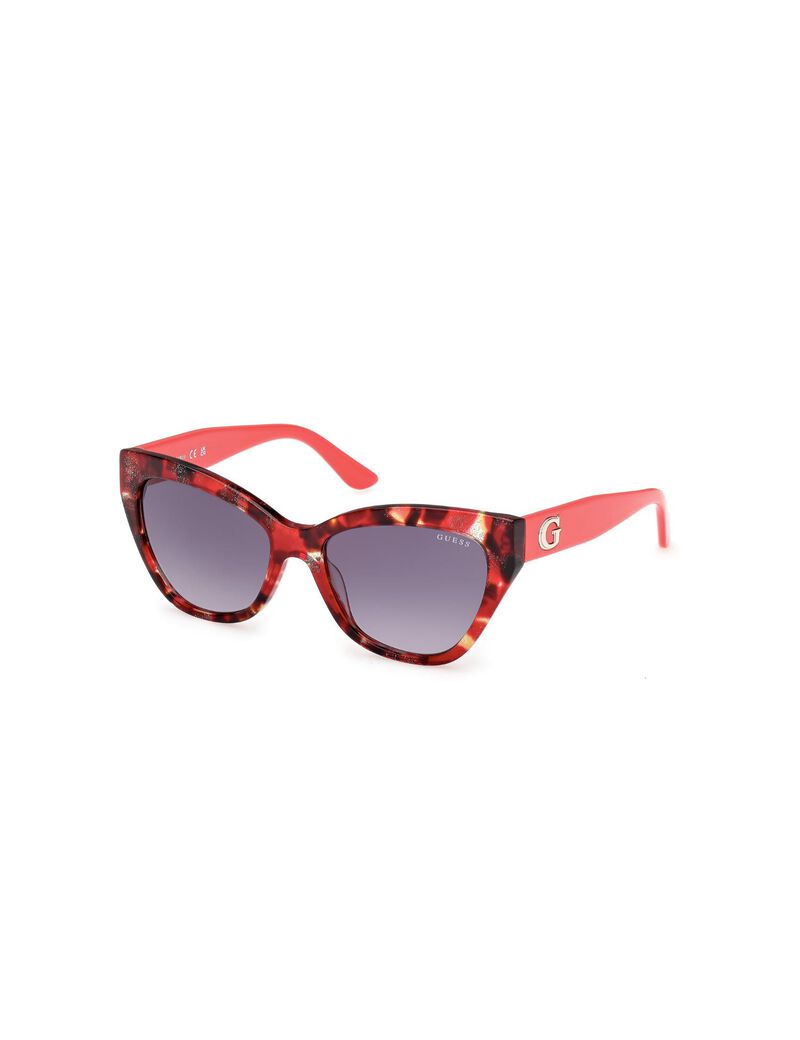 Square red gradient smoke sunglasses