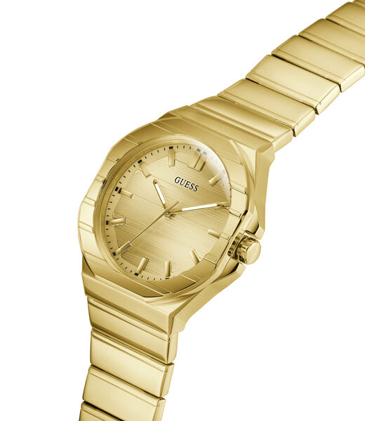 Mens Yellow Gold Tone Round Analog Watch