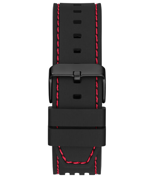 Blk Cs Transparent Black Mf Cut Thru Dial W Snake Detail Blk Silicone Strp W Red Stitch