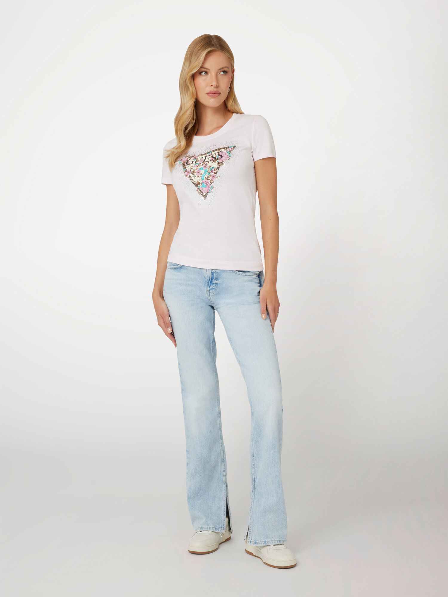 Shop GUESS Online Flower Logo Stretch T Shirt