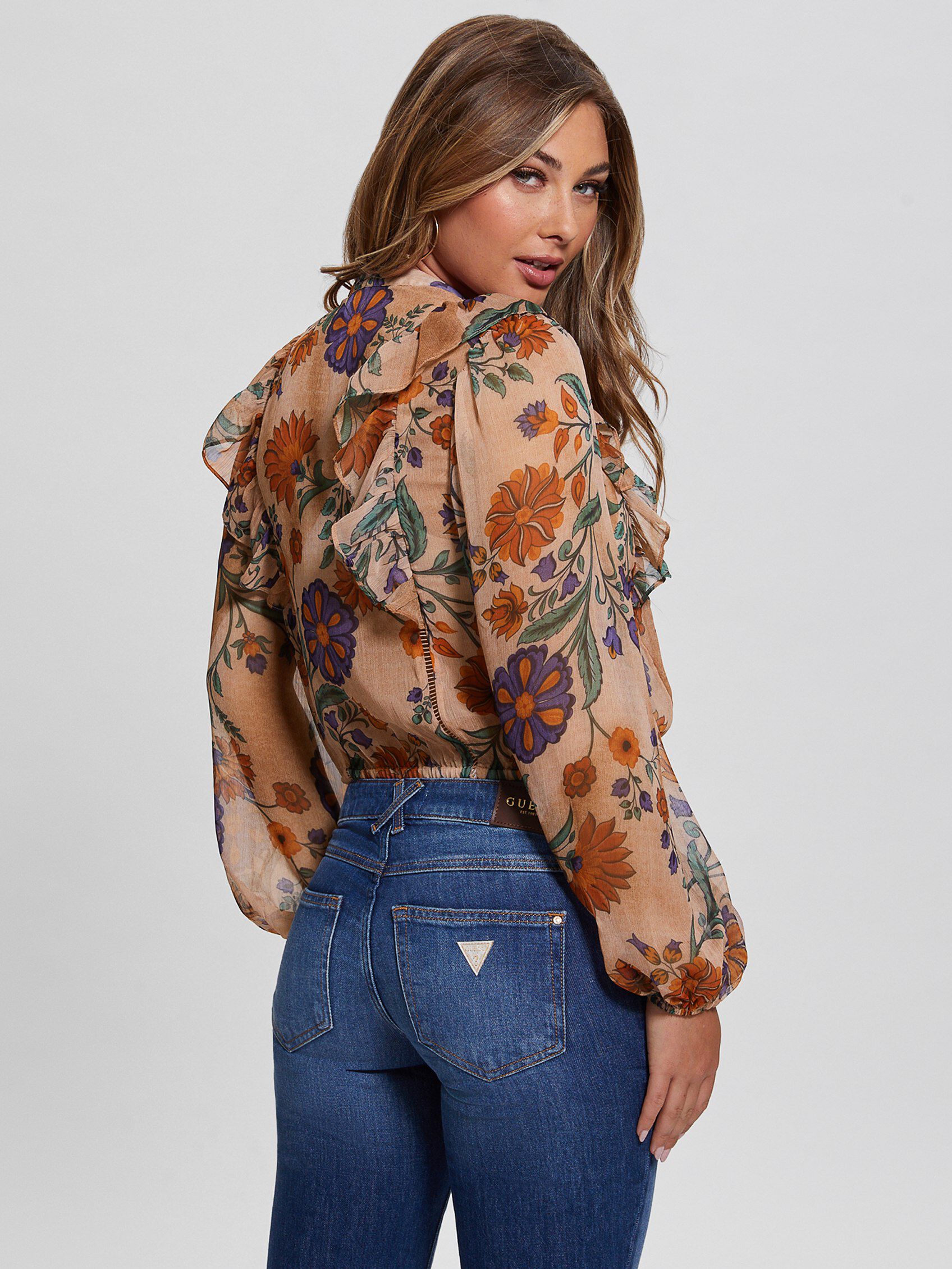 Guess floral blouse discount