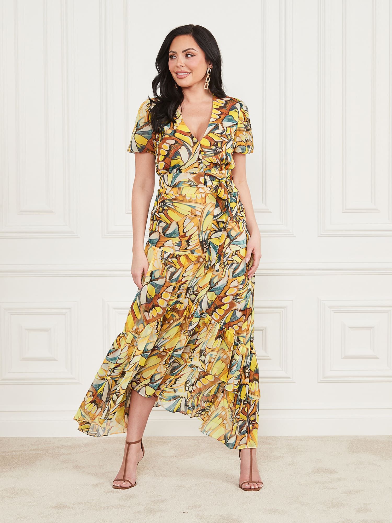 Shop GUESS Online Marciano all over print long skirt