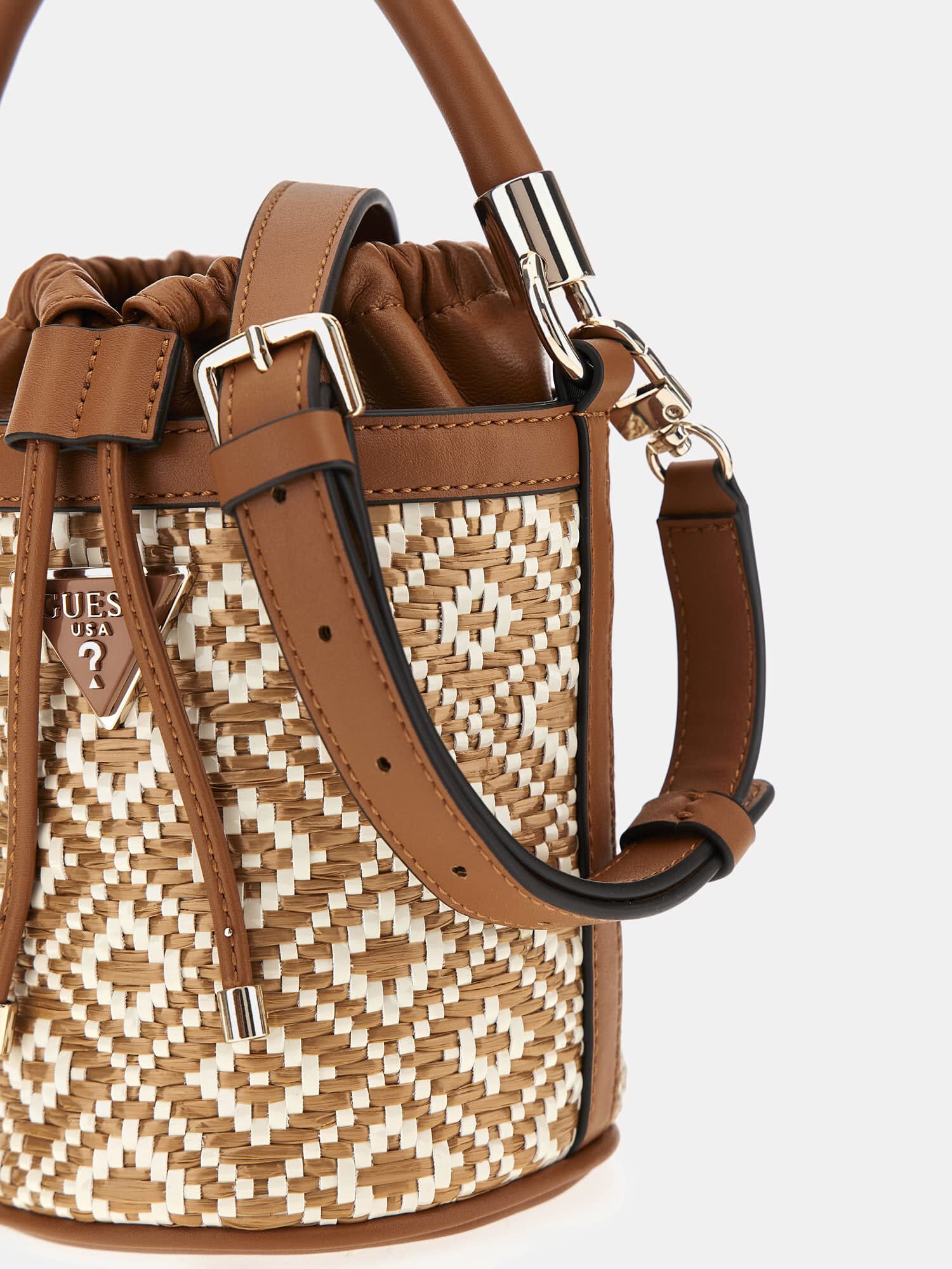 Rianee raffia mini bucket bag
