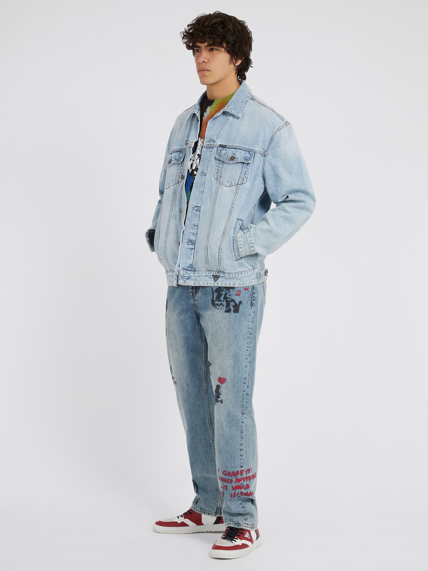 Guess graffiti denim jacket store