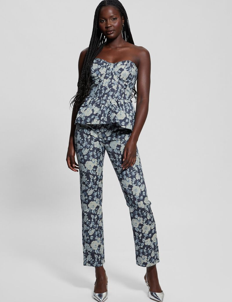 بنطال جينز جاكار مزهر