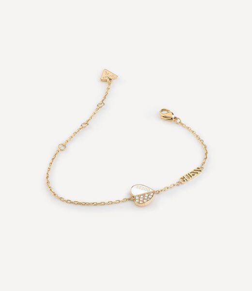 Wht & Pave Heart Charm Yellow Gold