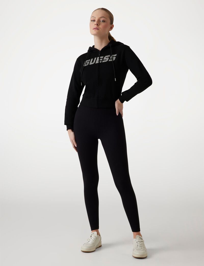 سويت شيرت بغطاء رأس مرصع بأحجار الراين