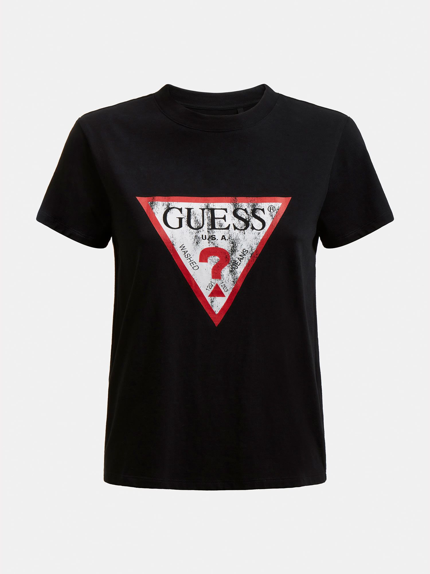Guess triangle logo tee on sale