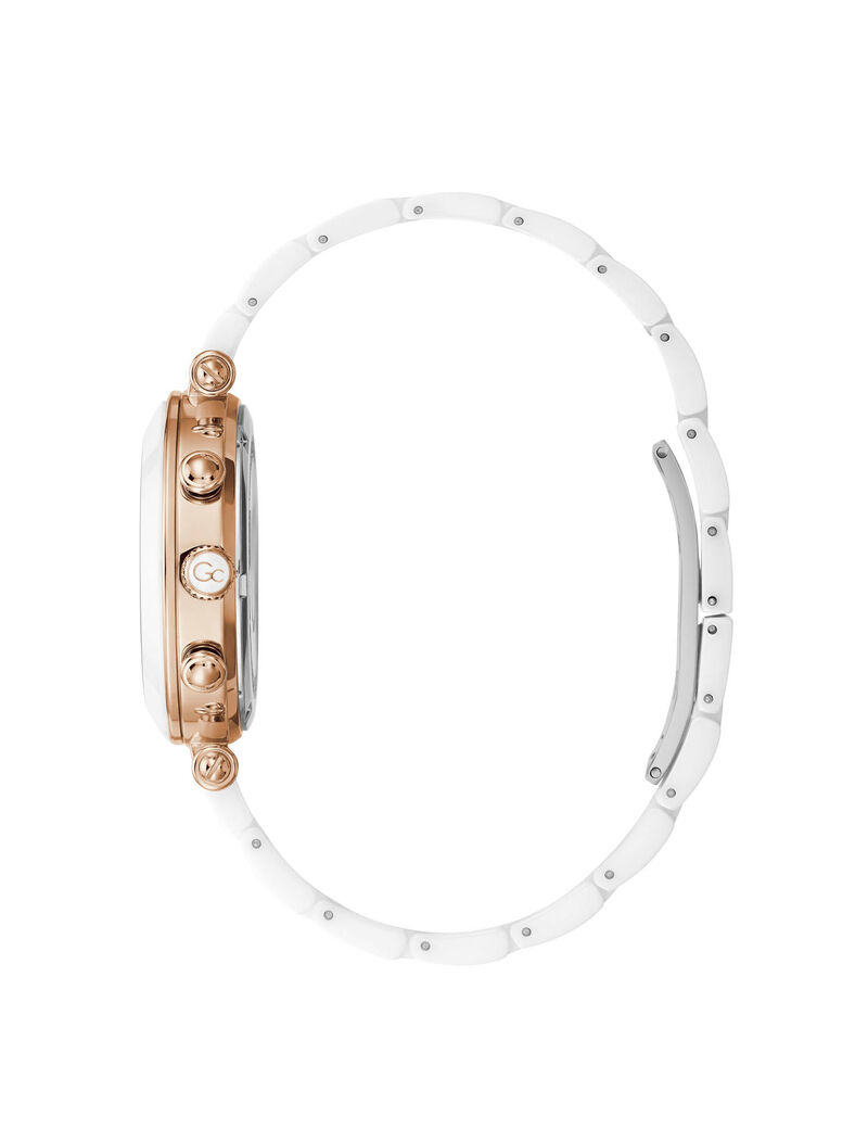 ساعة يد متعددة الوظائف باللونين الذهبي الوردي والأبيض Gc