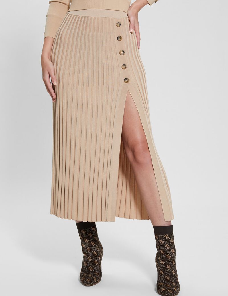 Pleated Long Sweater Skirt