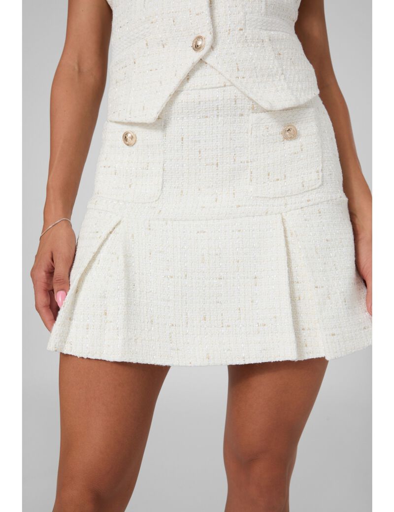 جيس pleated tweed mini skirt