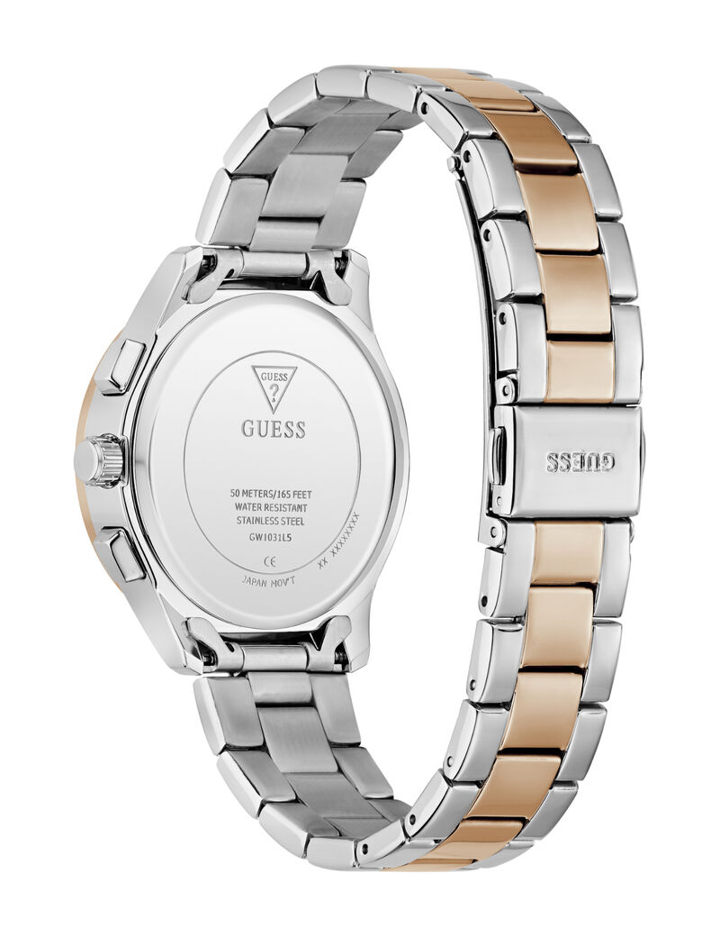 Ladies 2T Silver/Rose Gold Tone Square Analog Watch