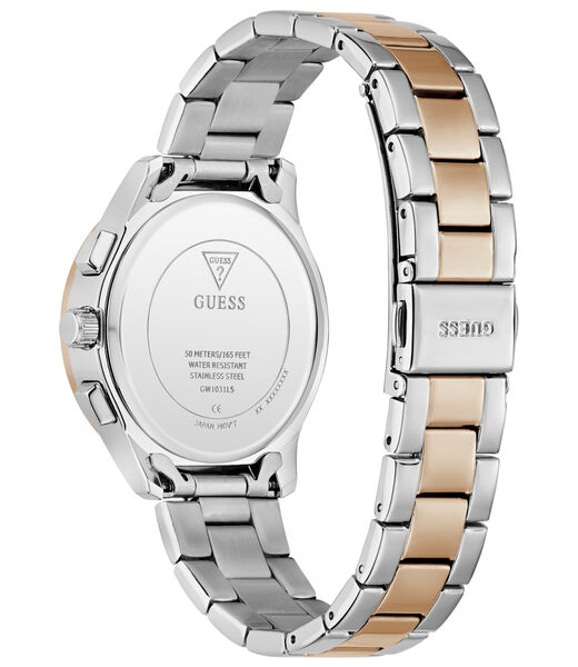 Ladies 2T Silver/Rose Gold Tone Square Analog Watch