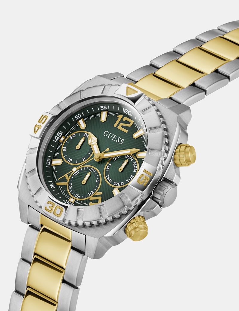 Mens 2-Tone Silver Tone Multi-function Watch