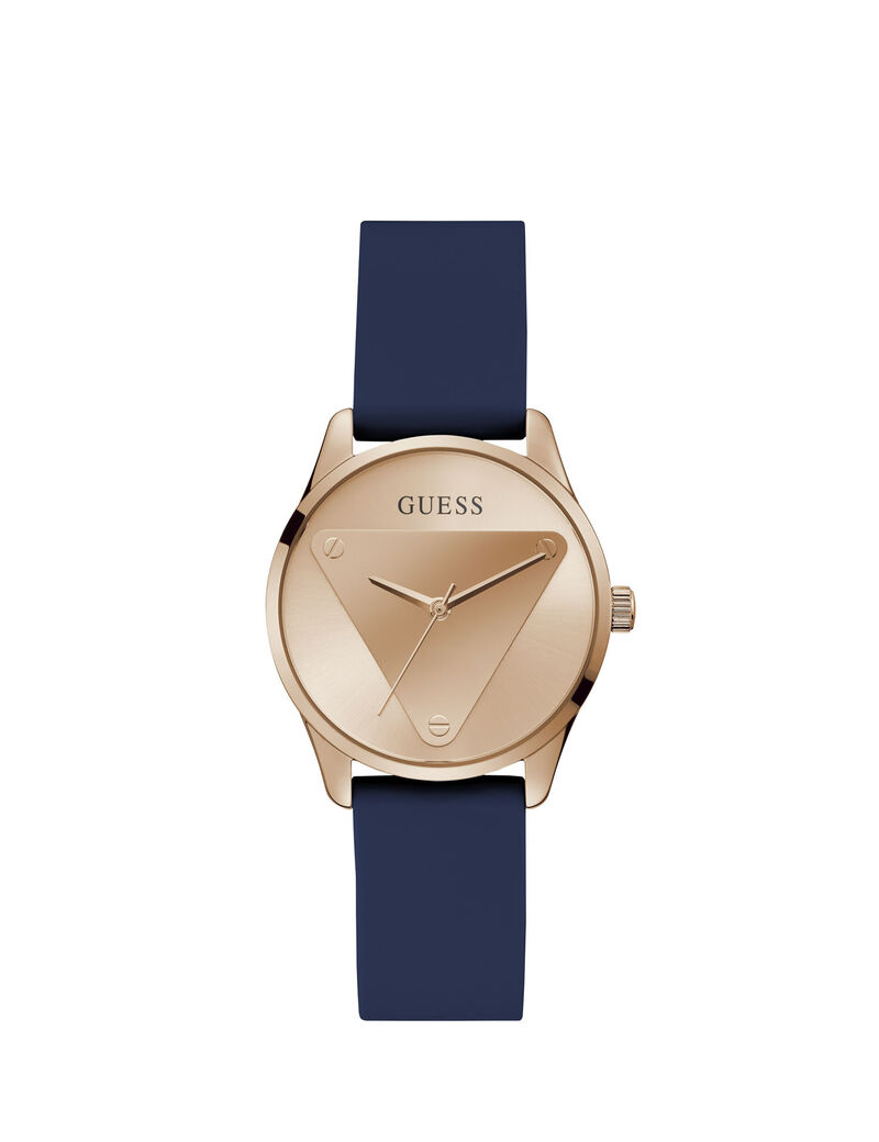 Rose Gold And Blue Analog Logo Watch