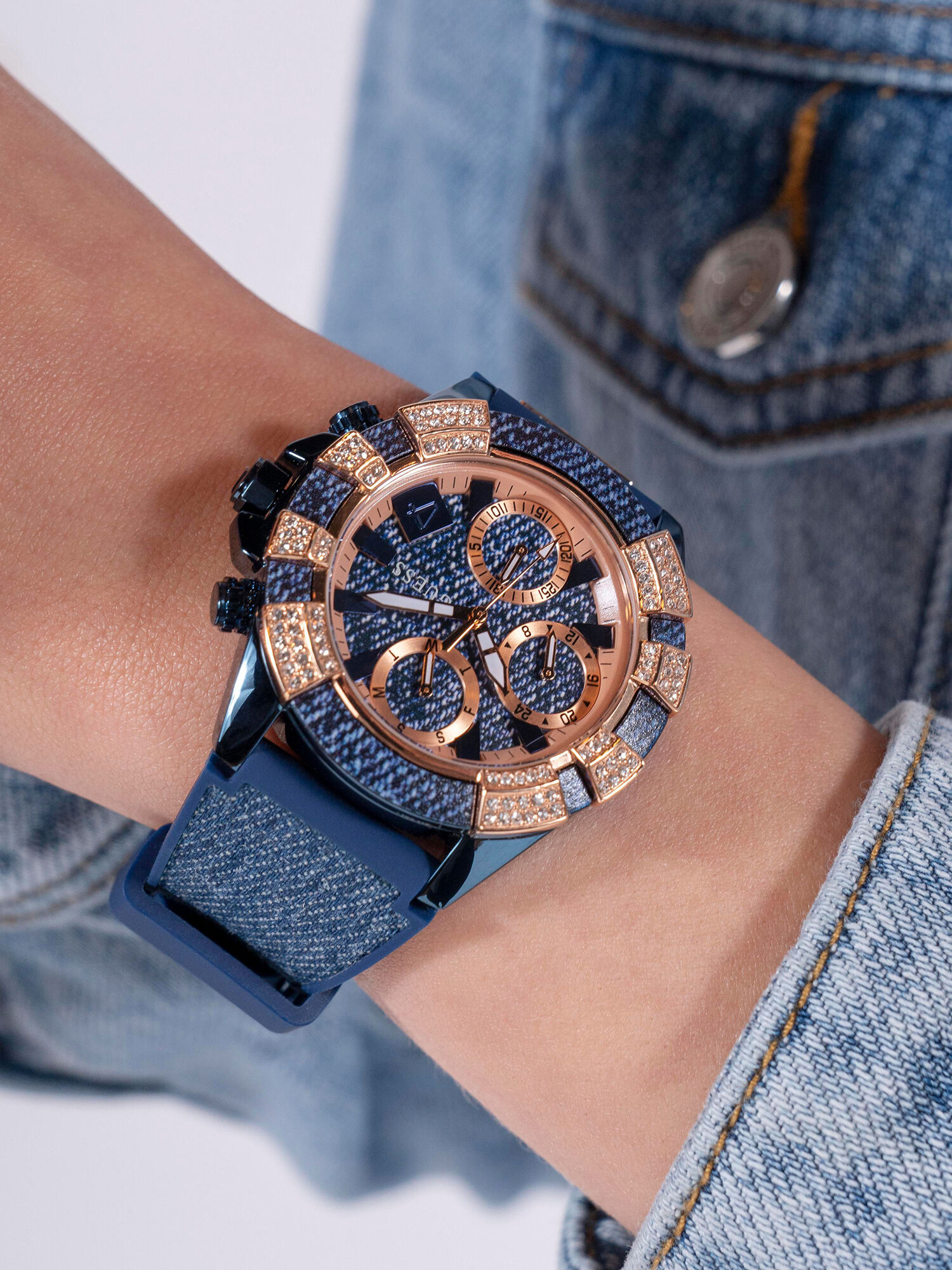 Guess blue strap ladies watch outlet