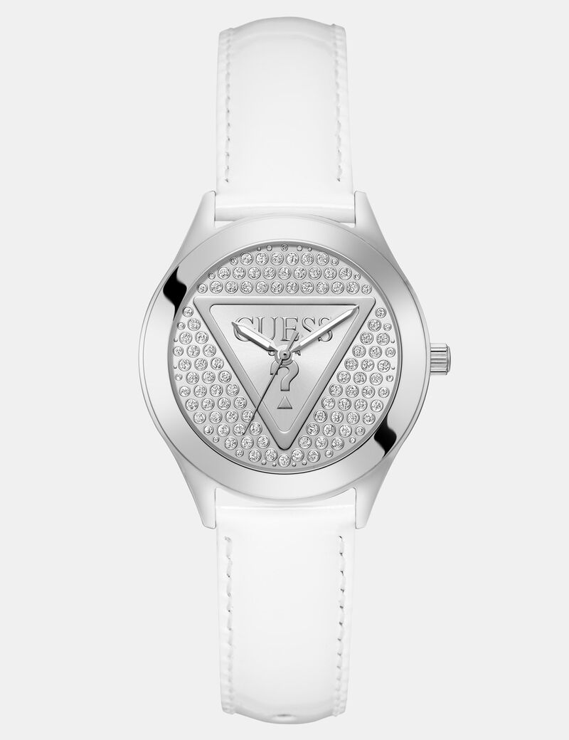 Ladies White Silver Tone Analog Watch