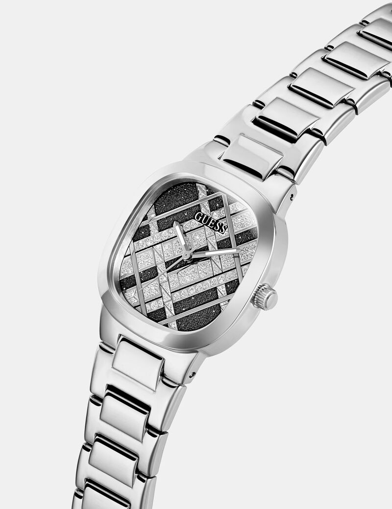 Analogue watch with woven glitter-look detail