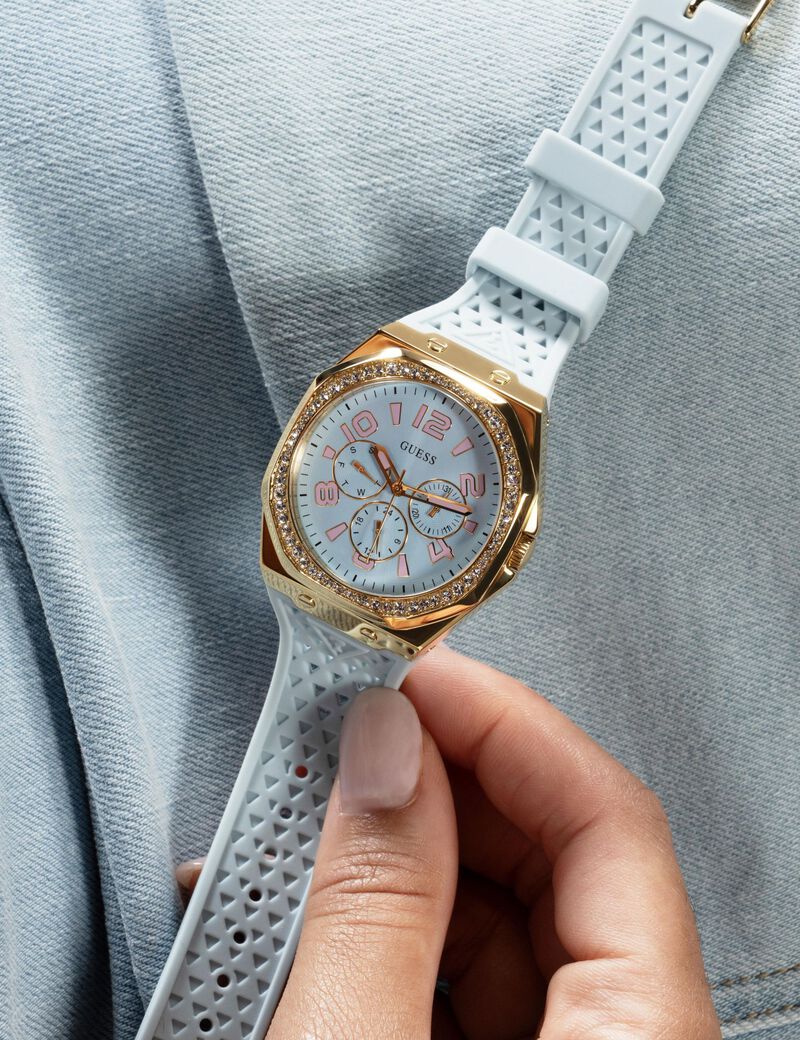 ساعة كوارتز تناظرية من السيليكون باللون الأزرق