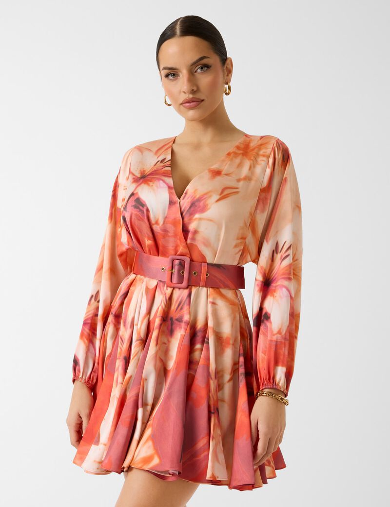 ESTELA SURPLICE PRINTED DRESS