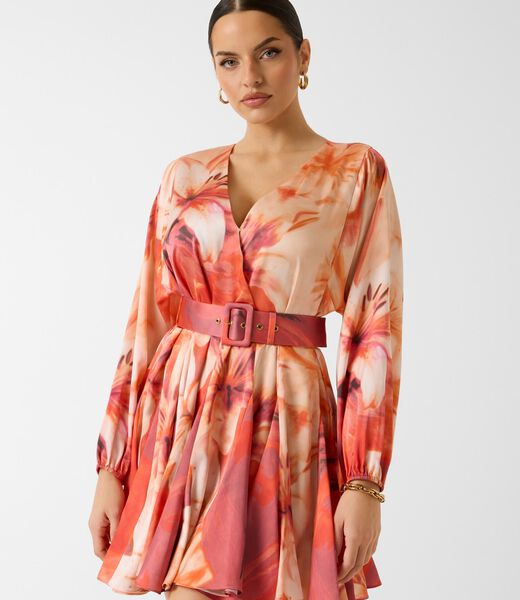 ESTELA SURPLICE PRINTED DRESS