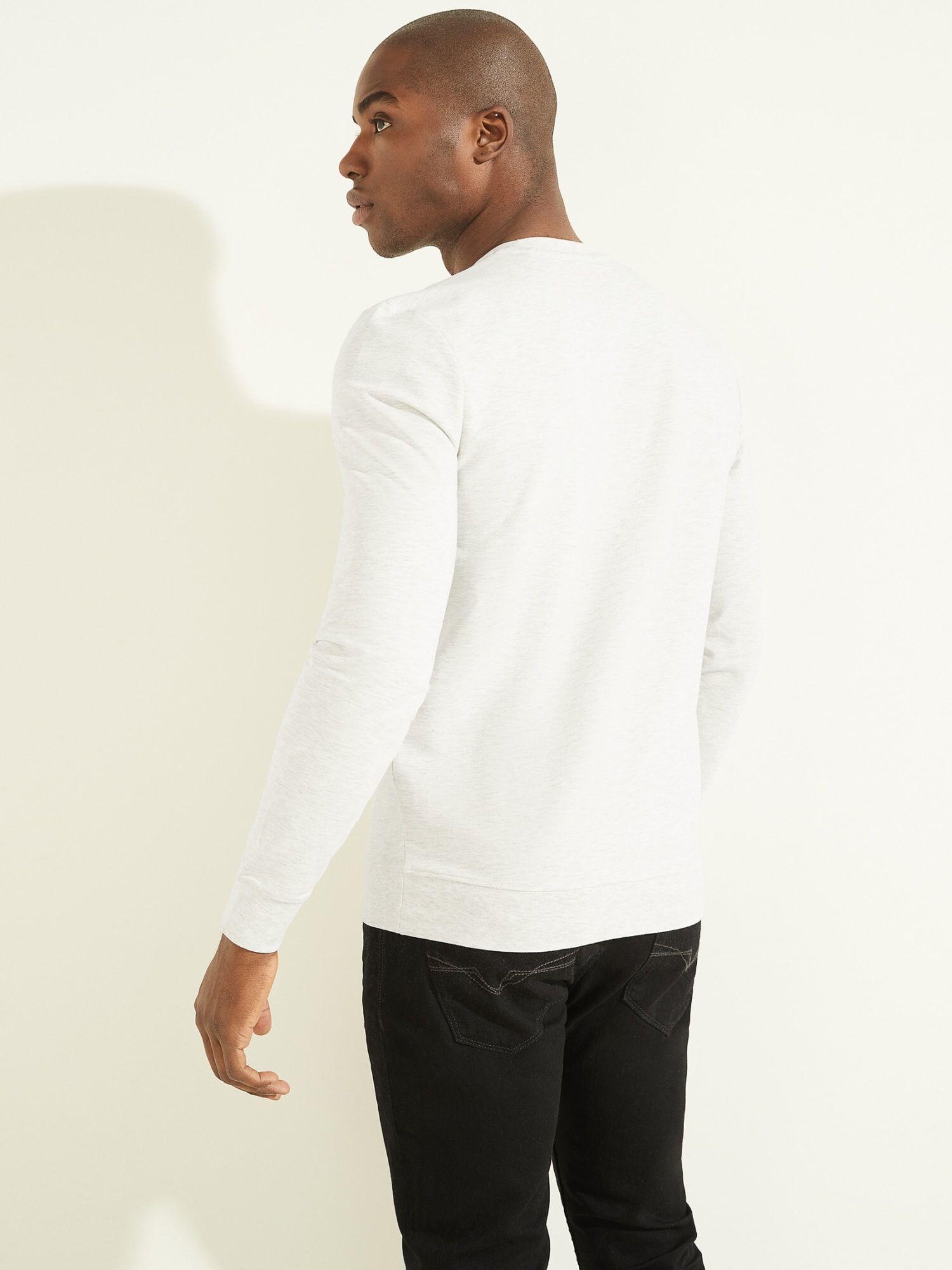 Mens white long shop sleeve t shirt