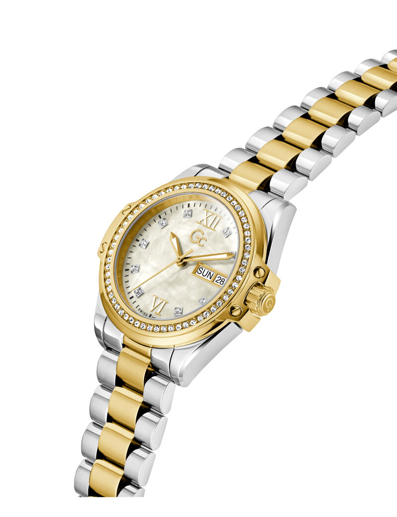 Gc Sportchic Women S 507 Mvmt Champagne Dail 10 Amt Silver Yellow Gold Stainless Steel Brct