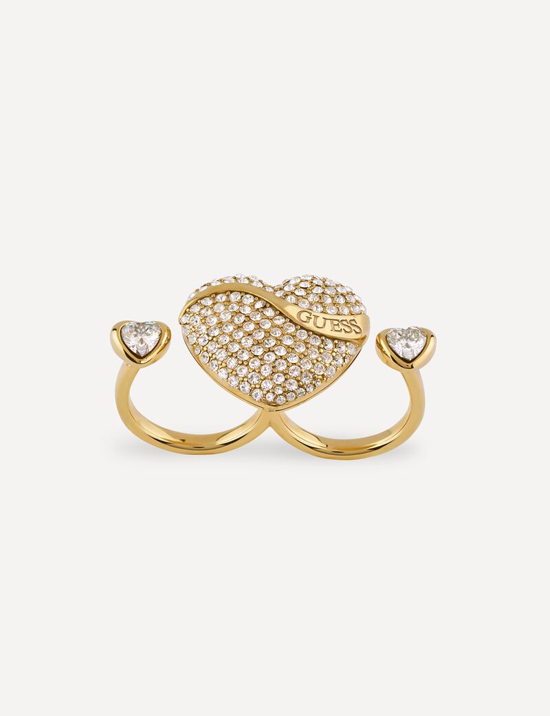 خاتم مزدوج على شكل قلوب من الكريستال مقاس 25 مم