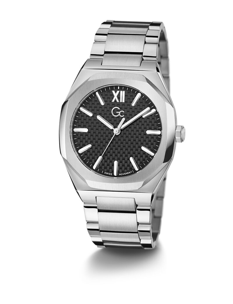 GW COUSSIN SLEEK SLV CS BLK DL 42MM QTZ SLV SS BRCT FW23